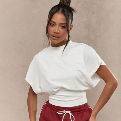 Women Fashion Casual Solid Color Short-Sleeve T-Shirt