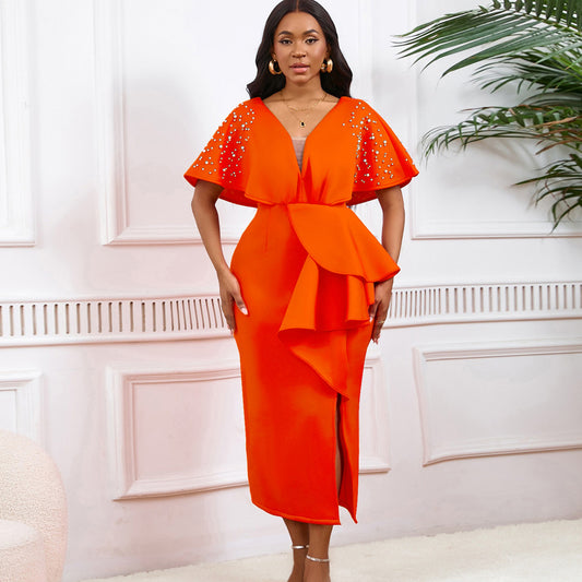 Women Fashion Elegant Irregular Plus Size Dress