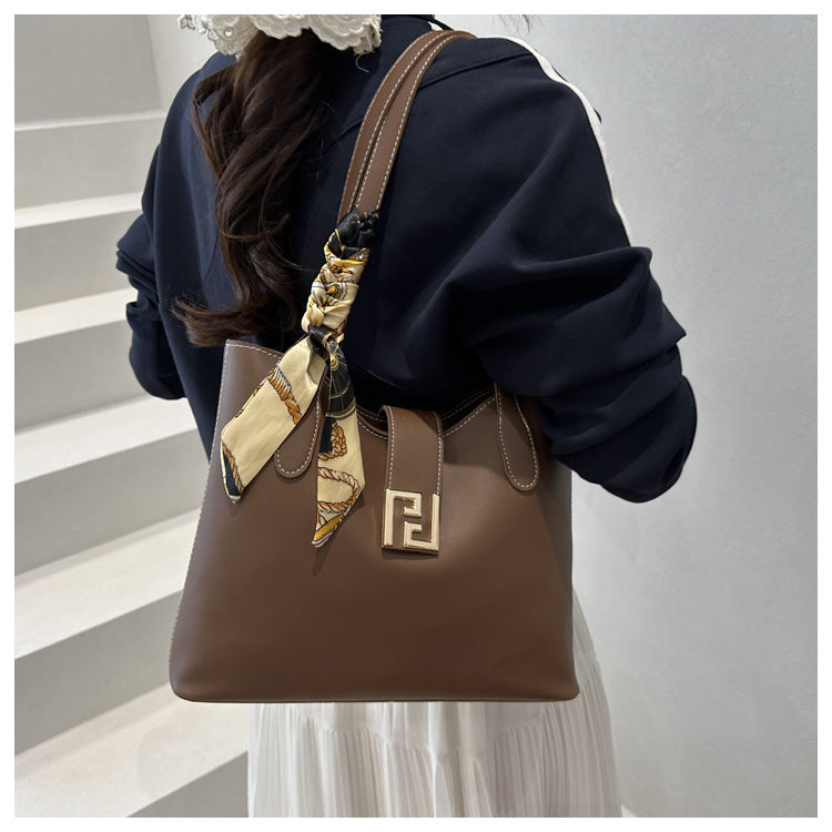 Bolso tote informal de seda de color liso para mujer, estilo urbano