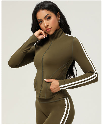 Chaqueta informal de manga larga con contraste de color para mujer