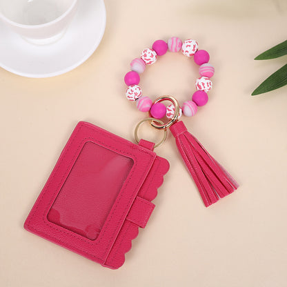 Fashion Printed Silicone Bead Tassels Bracelet Wallet