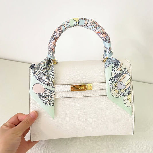 Fashion Geometric Pattern Printed Ribbon Tie Bag Handle Scarf