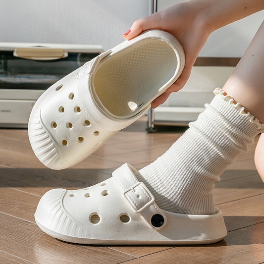 Pantuflas antideslizantes de color liso informales a la moda para mujer