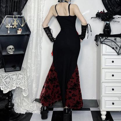 Robe sexy et élégante à bretelles spaghetti en dentelle style gothique pour femme