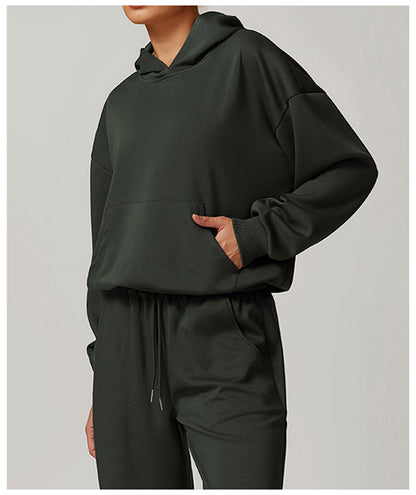 Sudadera con capucha de manga larga de color liso informal a la moda para mujer