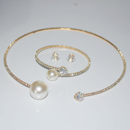 Women Fashion Simple Elegant Zircon Jewelry Trio Set