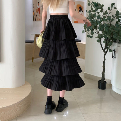 Women Casual Ruffle Chiffon High Waist Skirt Fashion