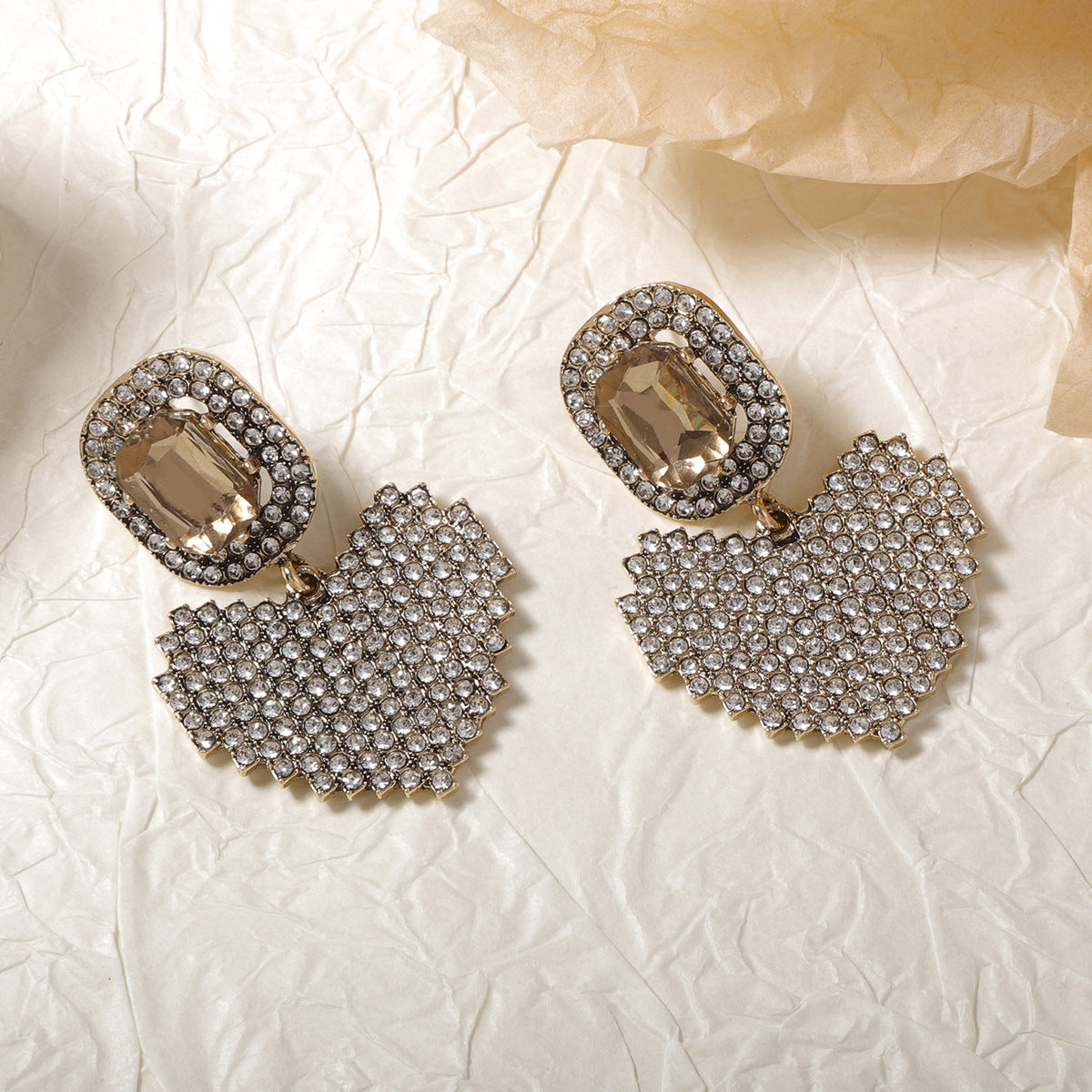 Boucles d'oreilles géométriques à strass pour femmes