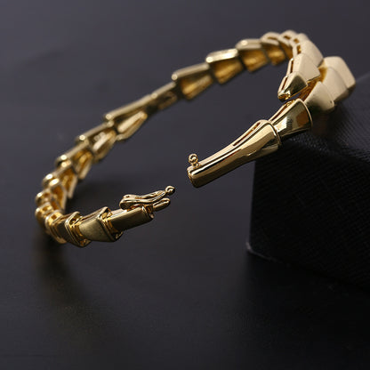 Women Fashion Solid Color Electroplated Snake Bone Bracelet Copper Stylish Jewelry