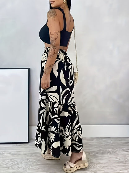 Falda de cintura alta con estampado floral informal de moda para mujer