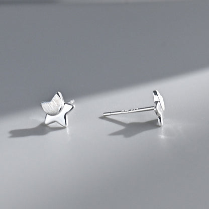 Women Fashion Simple Silver Star Earrings Elegant Silver Jewelry