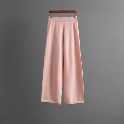Conjunto de suéter y pantalón de manga larga de color liso informal para mujer