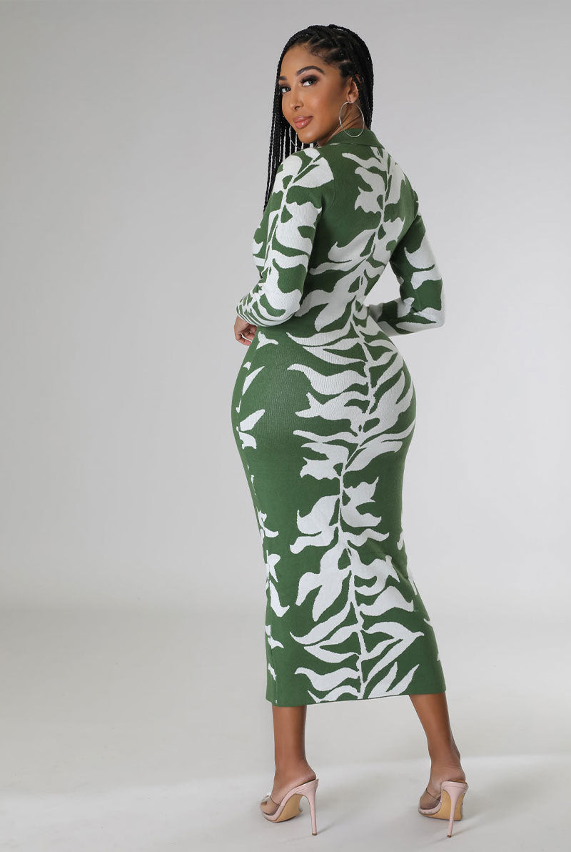 Vestido casual de manga larga con estampado para mujer