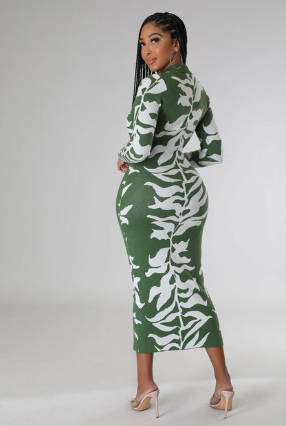 Vestido casual de manga larga con estampado para mujer