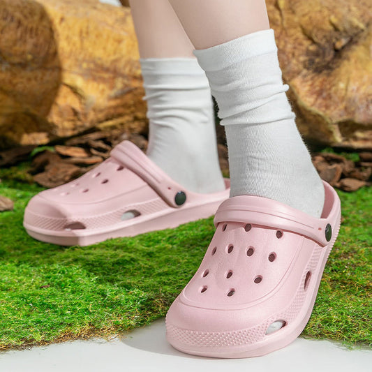 Zapatos casuales de moda para mujer, de color sólido, antideslizantes y con agujeros.