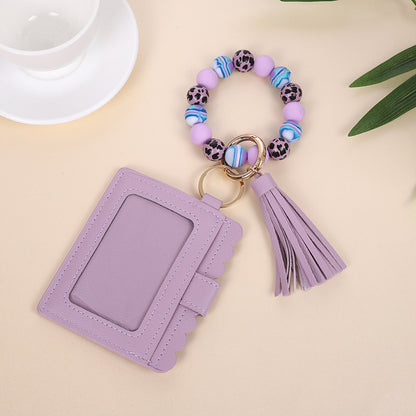 Fashion Printed Silicone Bead Tassels Bracelet Wallet
