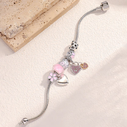 Pulsera con colgante de estrella de cinco puntas y oso de amor para mujer
