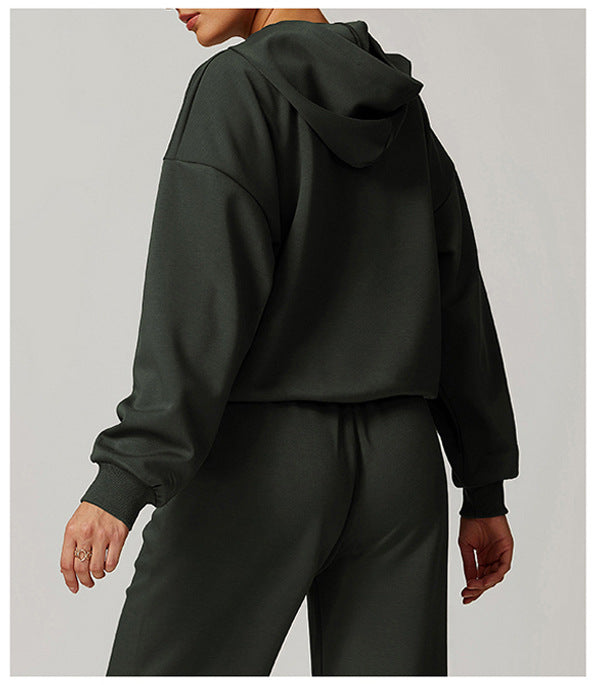 Sudadera con capucha de manga larga de color liso informal a la moda para mujer
