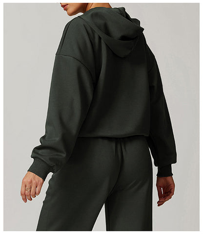 Sudadera con capucha de manga larga de color liso informal a la moda para mujer