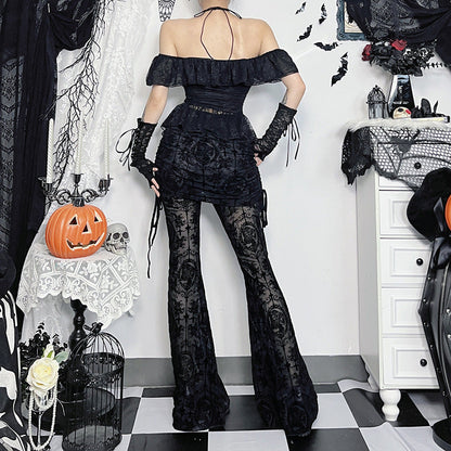 Women Fashion Sexy Gothic Perspective Cross Pants