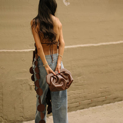 Women Fashion Sexy Solid Color Halter-Neck Dress