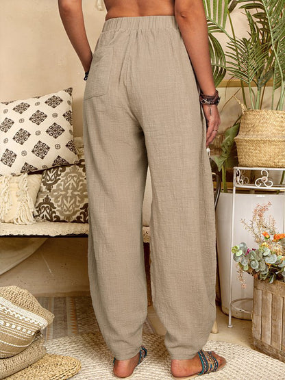 Pantalones casuales holgados de algodón y lino para mujer para mayor comodidad
