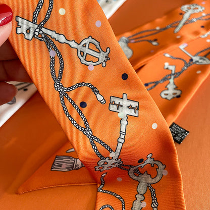 Bufanda con asa para bolso con cinta estampada de moda
