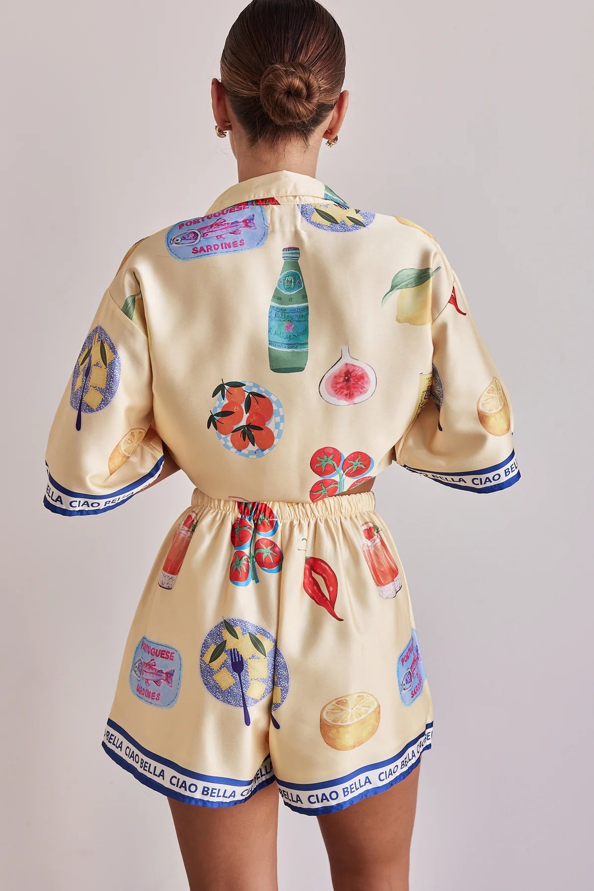 Women Fashion Casual Printed Lapel Blouse Set