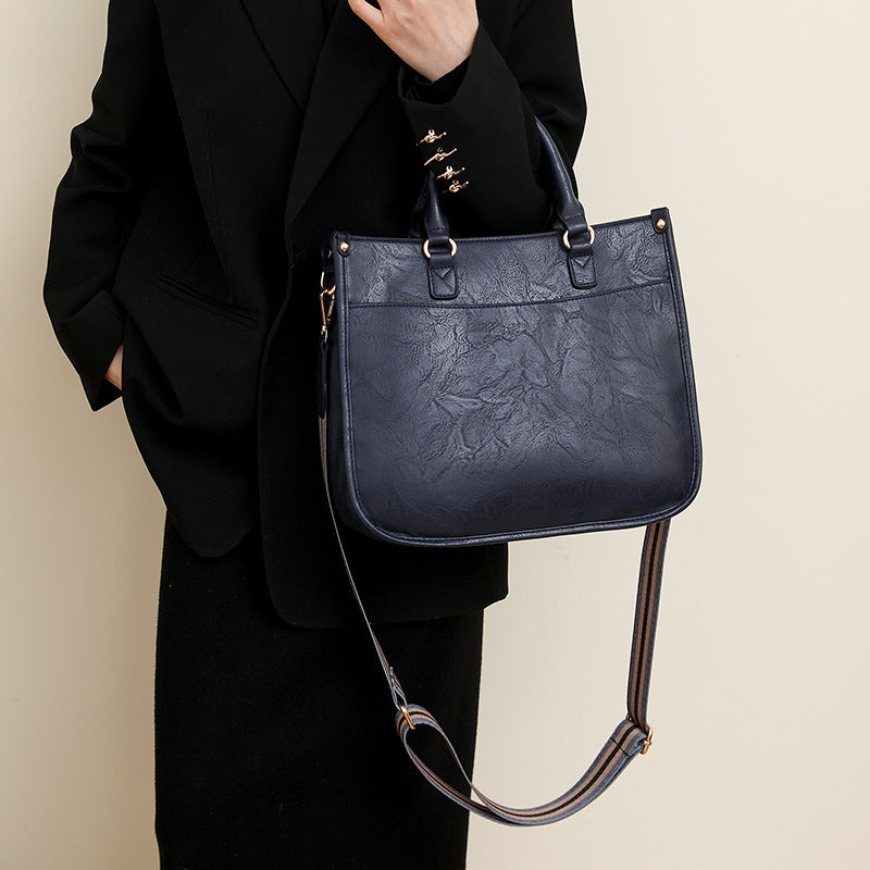 Sac fourre-tout décontracté en PU de grande capacité pour femme, couleur unie