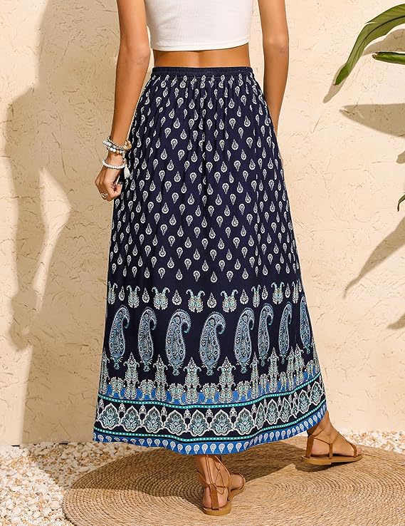 Falda holgada de cintura alta con estampado floral informal a la moda para mujer