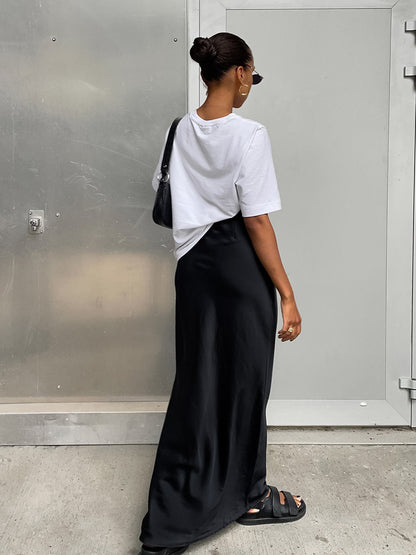 Women Fashion Solid Color Satin Slim Fit Skirt - Elegant and Comfortable