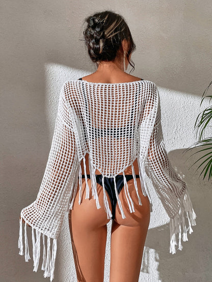 Vestido de baño sexy de color sólido con aberturas para mujer