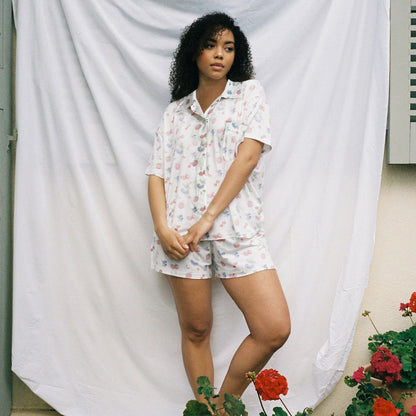 Women Casual Floral Printed Short-Sleeve Pajama Set
