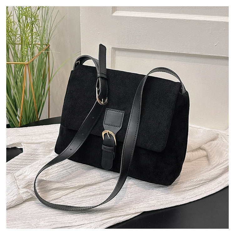 Bolso de hombro retro esmerilado para mujer, pequeño bolso cuadrado de cuero