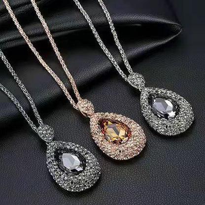 Collar con colgante de cristal largo exagerado de moda para mujer