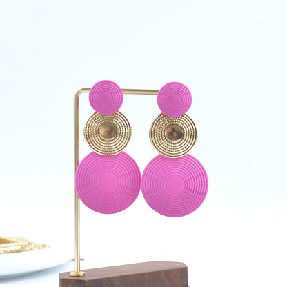 Women Fashion Solid Color Three Layer Mosquito Plate Earrings