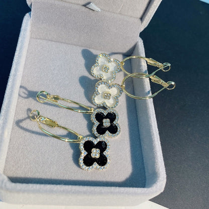 Boucles d'oreilles trèfle en zircon pour femmes