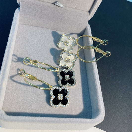 Women Fashion Zircon Clover Earrings