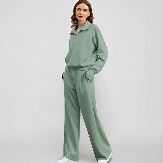 Oversized Women Two-Piece Hoodie and Wide-Leg Pants Set