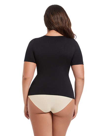 Women Casual Solid Color Plus Size Seamless T-Shirt
