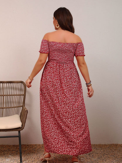 Vestido informal con estampado floral y hombros descubiertos para mujer, de poliéster, elegante, de manga larga