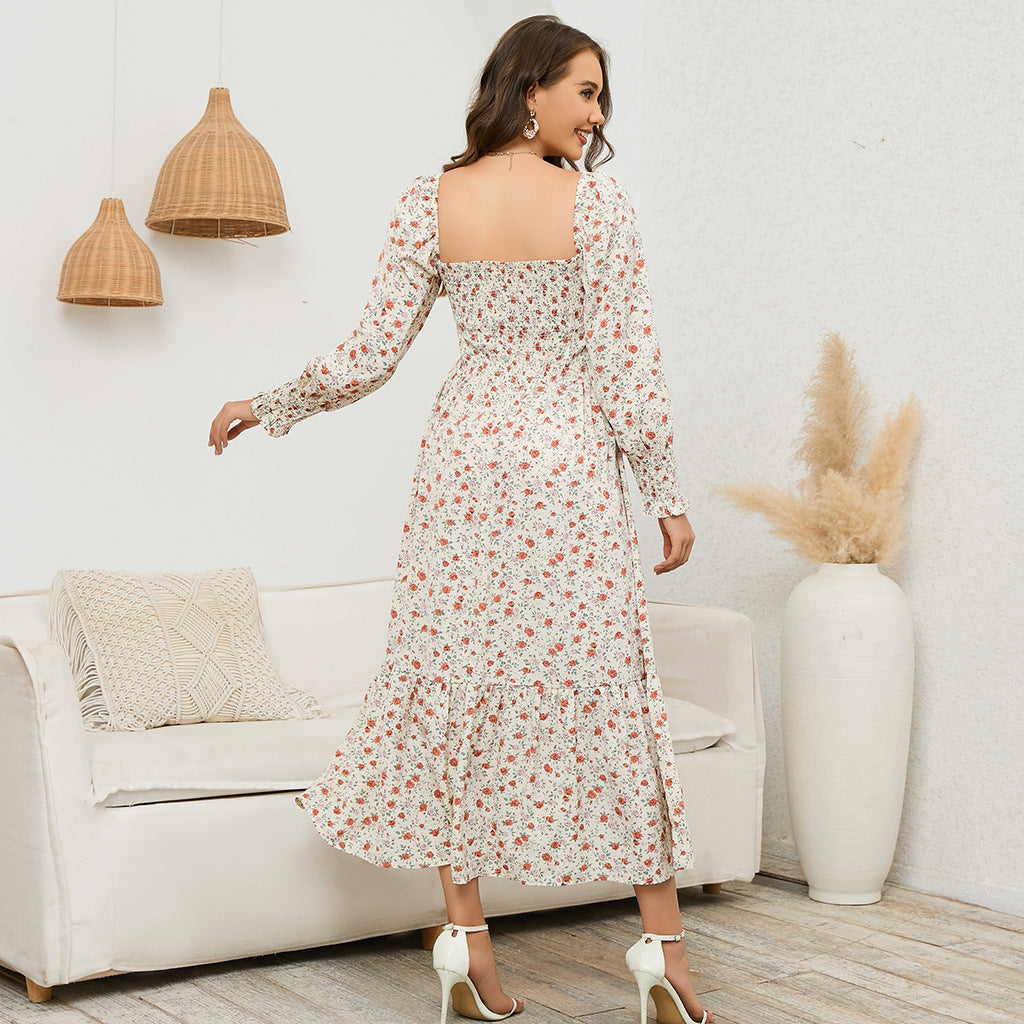 Vestido de gasa con volantes y estampado floral para embarazadas