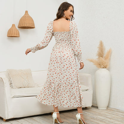 Vestido de gasa con volantes y estampado floral para embarazadas