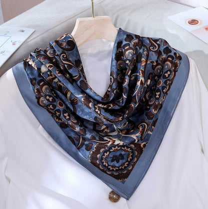 Bufanda de seda cuadrada estampada informal de moda para mujer
