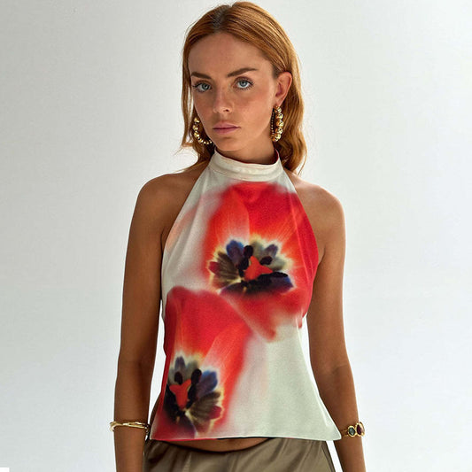 Top de verano sin mangas con cuello halter para mujer