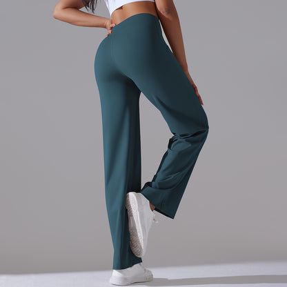 Women Fashion Casual Solid Color High Waist Pants