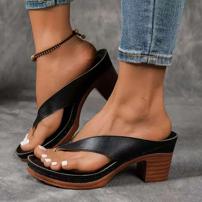 Zapatos casuales de tacón alto de color sólido para mujer elaborados con PU
