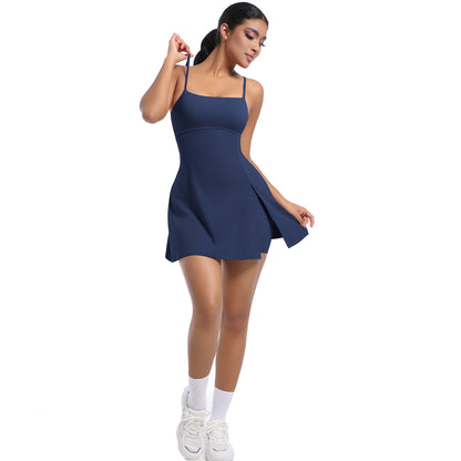 Women Casual Spaghetti Strap Backless Tennis Dress