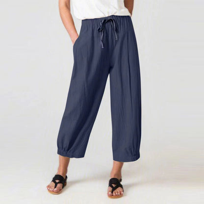 Women'S Fashion Casual Cotton Linen Cropped Pants